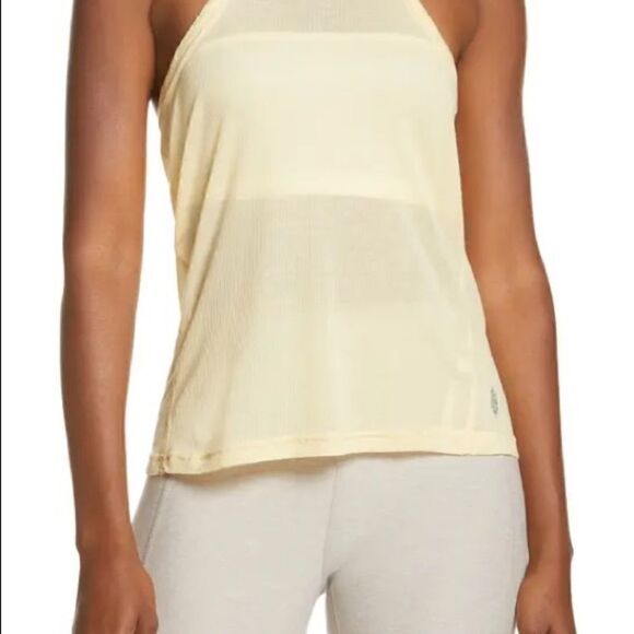 FREE PEOPLE MOVEMENT VERY VARSITY TANK IN MAGNOLIA  BUTTERCREAM YELLOW SMALL - Picture 6 of 6